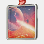 Extrem Hot Air Ballon auf Vulkanausschnitt Ornament Aus Metall (Links)