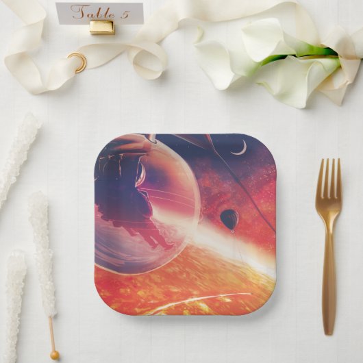 Extrem Hot Air Ballon auf Vulkanausschnitt Pappteller (Hochzeit)