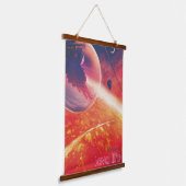 Extrem Hot Air Ballon auf Vulkanausschnitt Wandteppich Mit Holzrahmen (Gewinkelt)