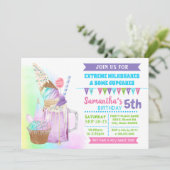 Extrem milkshakes Eis Geburtstagstorte Unicorn Einladung (Stehend Vorderseite)