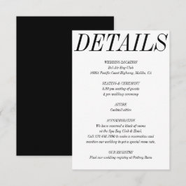 Extrem minimale Fetttypografie Schwarz-weiße Hochz Begleitkarte