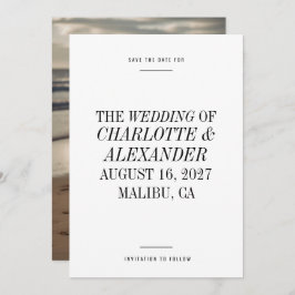 Extrem minimale Typografie Schwarz-weiße Foto Hoch Save The Date