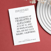 Extrem minimale Typografie Schwarz-weiße Hochzeit Einladung