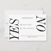 Extrem minimale Typografie Schwarz-weiße Hochzeit RSVP Karte (Vorderseite)