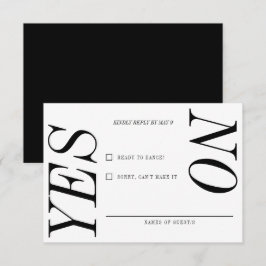 Extrem minimale Typografie Schwarz-weiße Hochzeit RSVP Karte