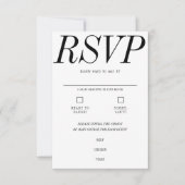 Extrem minimale Typografie Schwarz-weiße Hochzeit RSVP Karte (Vorderseite)