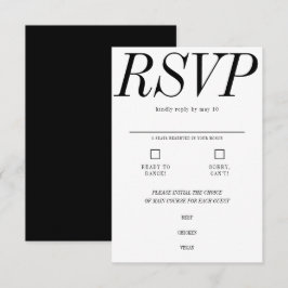 Extrem minimale Typografie Schwarz-weiße Hochzeit RSVP Karte