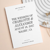 Extrem minimale Typografie Schwarz-weiße Hochzeit Save The Date