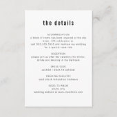 Extrem minimale zeitgemäße Hochzeitsdetails Begleitkarte (Vorderseite)