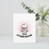 Extreme Bowling Skull & Cross Buttone Postkarte (Stehend Vorderseite)