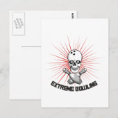 Extreme Bowling Skull & Cross Buttone Postkarte (Vorne/Hinten)