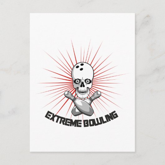 Extreme Bowling Skull & Cross Buttone Postkarte (Vorderseite)