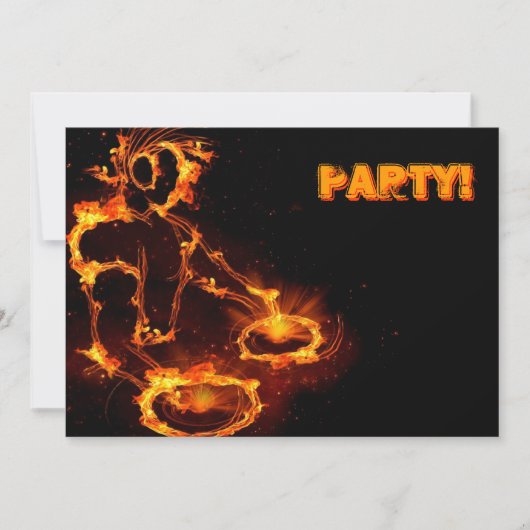 Extreme cool Flaming DJ Party Einladung. Einladung (Vorderseite)