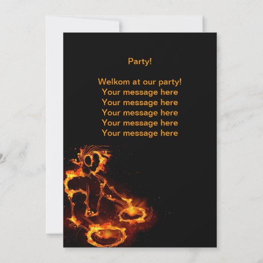 Extreme cool Flaming DJ Party Einladung. Einladung (Rückseite)