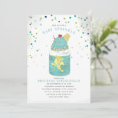 Extreme Crazy Milkshake Blue Boy Baby Shower Einladung (Stehend Vorderseite)