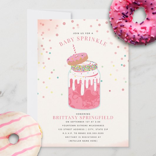 Extreme Crazy Milkshake Girl Baby Sprinkle Donut Einladung