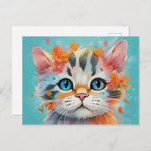 Extreme Cute Watercolor Cat # 1 Postkarte (Vorne/Hinten)