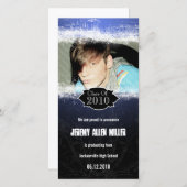 Extreme Grunge Blue Black Abschluss Fotokarte Ankündigung (Vorne/Hinten)