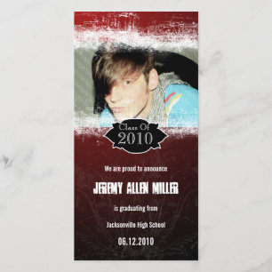 Extreme Grunge Red Black Abschluss Fotokarte Ankündigung