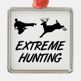 Extreme Jagd-Karate-Tritt-Rotwild Silbernes Ornament