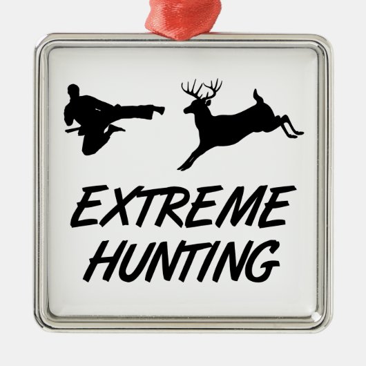 Extreme Jagd-Karate-Tritt-Rotwild Silbernes Ornament (Vorne)