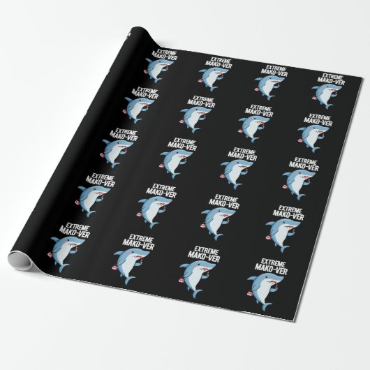 Extreme Mako-ver Funny Mako Shark Pun Dark BG Geschenkpapier (Ungerollt)