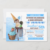 Extreme Milchshakes Eis Geburtstagsbash blau Einladung (Vorderseite)