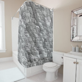 Extreme Overlay von grau geprägten Quadraten Duschvorhang