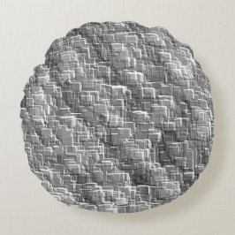 Extreme Overlay von grau geprägten Quadraten Rundes Kissen