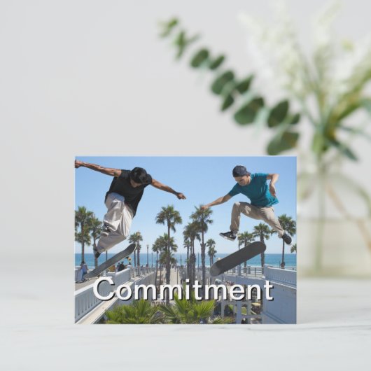 Extreme Skateboarding Commitment Card Postkarte (Stehend Vorderseite)