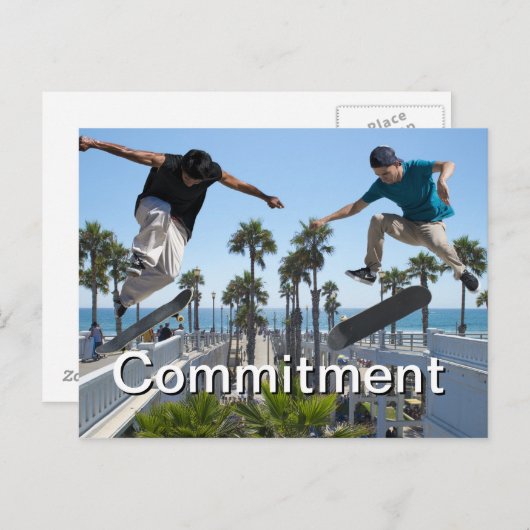 Extreme Skateboarding Commitment Card Postkarte (Vorne/Hinten)