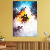 Extreme Skiabfahrt - Dynamische Sportart - Winter Leinwanddruck (Insitu (Wohnzimmer))