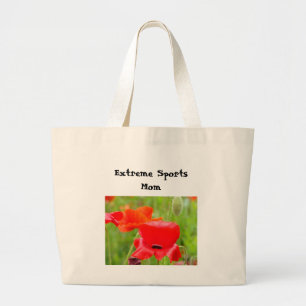 Extreme sportliche Mama! Tote Tüte Rote Mohnblume Jumbo Stoffbeutel