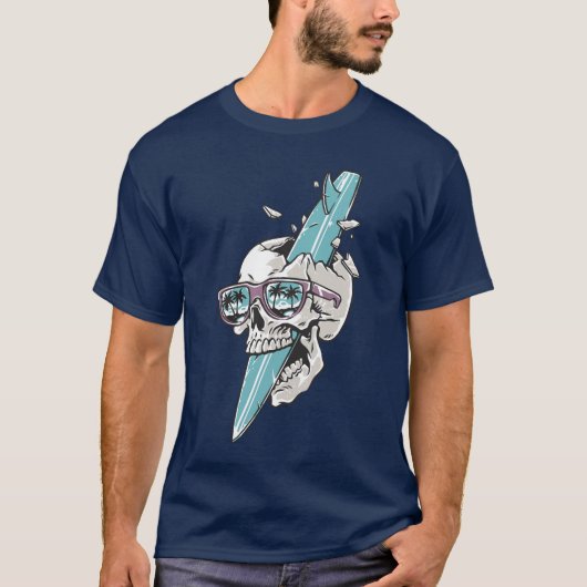 Extreme Surf Skull Surfing Summer Beach Shirt Gift (Vorderseite)