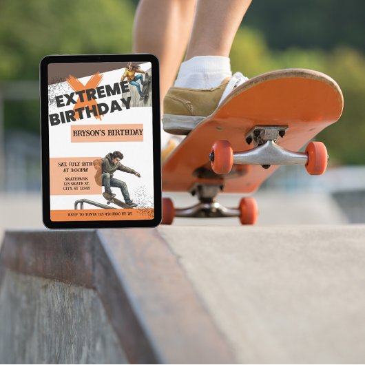 Extremer Geburtstag Skateboard Einladung