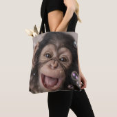 Extremnahe eines glücklichen Babyschimpansen Tasche (Von Nahem)