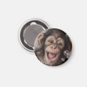 Extremnahe eines glücklichen Schimpansenbabys Magnet (Vorderseite/Rückseite)
