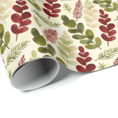 Exuberant Botanical Branches Red & Green TMF26 Geschenkpapier (Rolleneckpunkt)