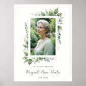Exuberant Flower & Foliage Frame Funeral Photo Poster (Vorne)