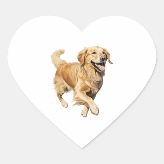 Exuberant Golden Retriever Playtime - Dynamischer Herz-Aufkleber (Vorderseite)