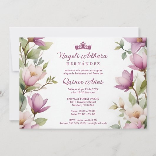 Exuberant Lovely Spring Magnolia Frame Garlands Einladung (Rückseite)