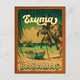 Exuma Bahamas - Beach Vintag Retro Souvenirs Postkarte