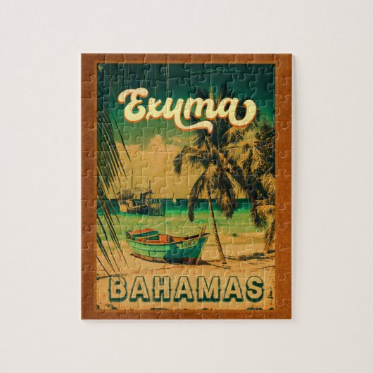 Exuma Bahamas - Beach Vintag Retro Souvenirs Puzzle (Vertikal)