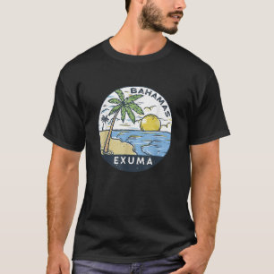 Exuma Bahamas Illustrierter Ozean Vintag T-Shirt