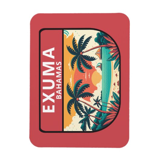 Exuma Bahamas Retro Emblem Magnet (Vertikal)