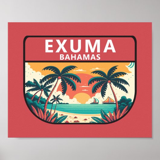 Exuma Bahamas Retro Emblem Poster (Vorne)