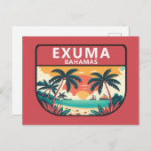 Exuma Bahamas Retro Emblem Postkarte (Vorne/Hinten)
