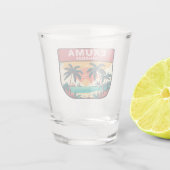 Exuma Bahamas Retro Emblem Schnapsglas (Rückseite)