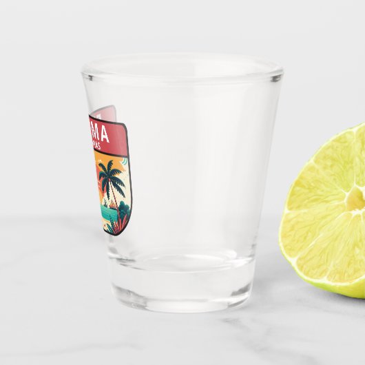 Exuma Bahamas Retro Emblem Schnapsglas (Rechts)