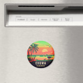 Exuma Bahamas Retro Sunset Seagull Souvenir 1950s Magnet (In Situ (Geschirrspüler))